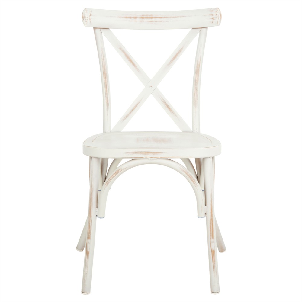 Elise French Country Distressed White Aluminum Outdoor Dining Chair - Set of 2|