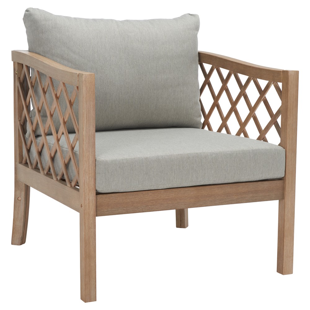 Sandy Coastal Beach Brown Wood Outdoor Lounge Arm Chair|