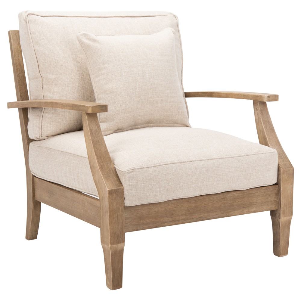 Camila Coastal Beach Beige Outdoor Lounge Arm Chair|