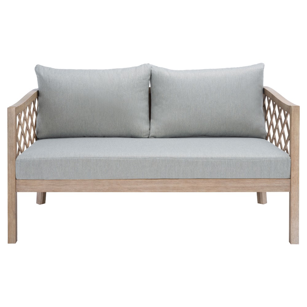 Sandy Coastal Beach Brown Wood Outdoor Sofa - 56"|