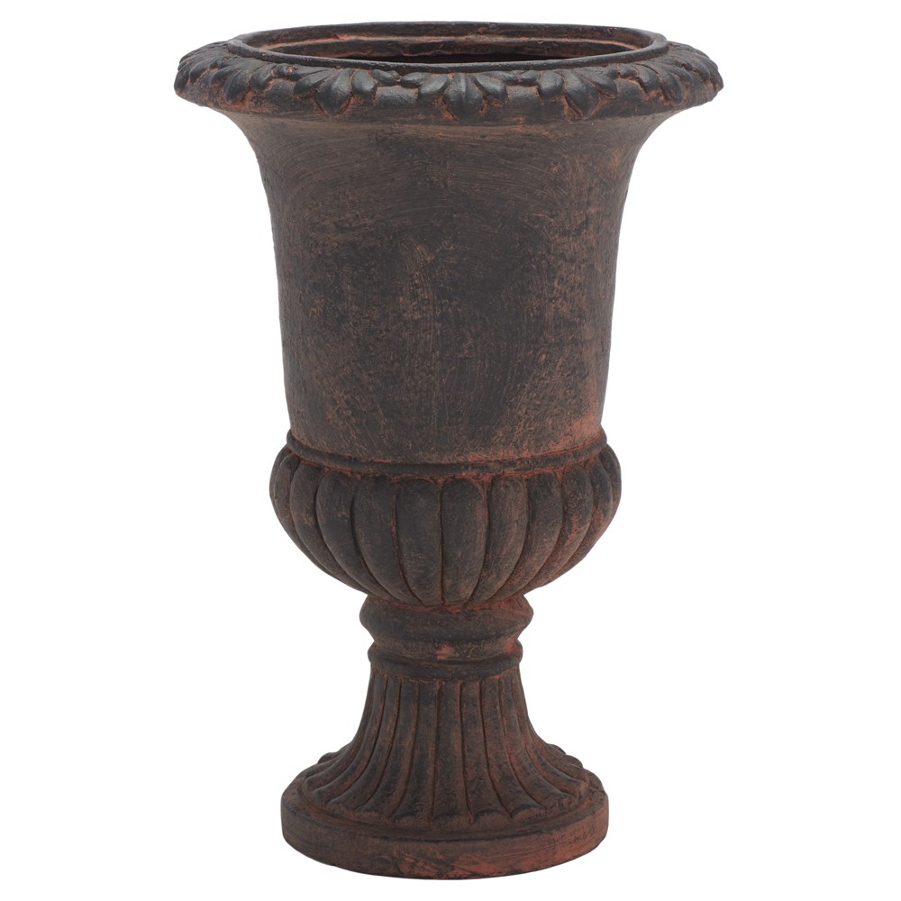 Romy French Country Brown Round Outdoor Pot Planter|
