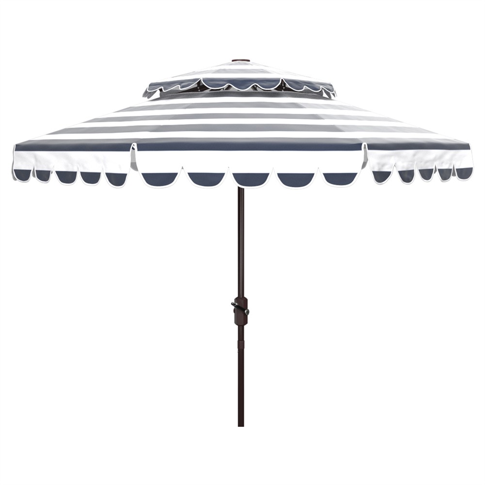 canvas covington rectangular patio umbrella 10' Rectangle Sunbrella Canvas Navy Blue Outdoor Patio Umbrella with Black Metal Frame