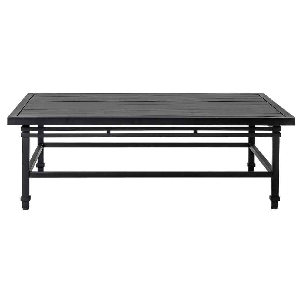 Eterna Updated Traditional Black Aluminum Rectangular Outdoor Coffee Table|