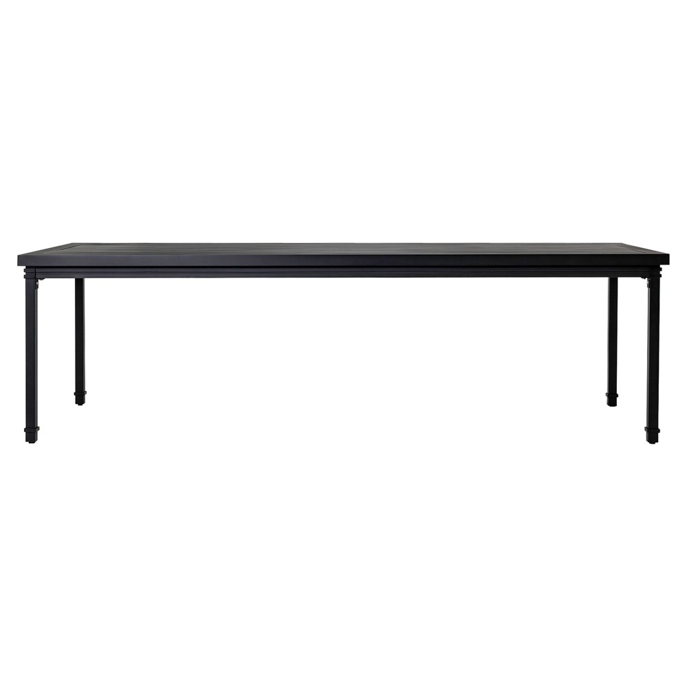 Eterna Updated Traditional Black Aluminum Rectangular Outdoor Dining Table - 102"|
