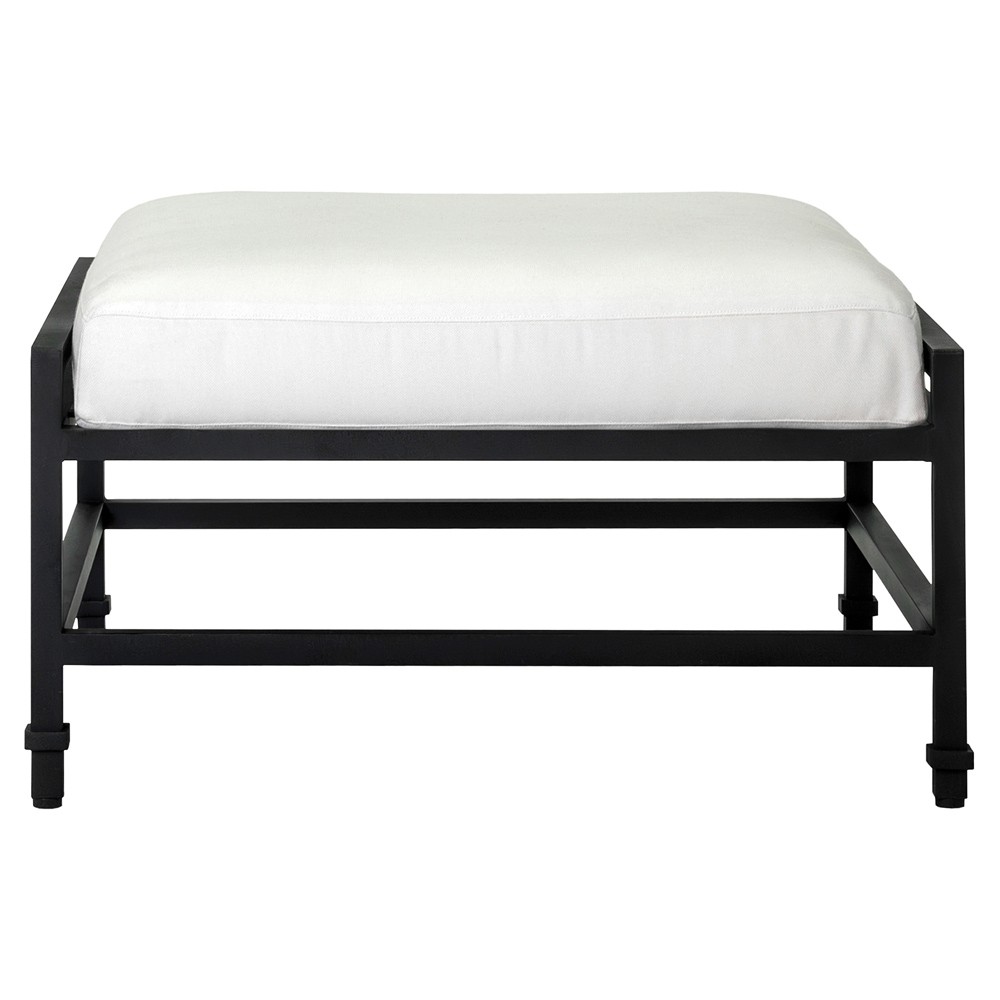 Eterna Traditional Cream Upholstered Black Aluminum Rectangular Outdoor Ottoman|