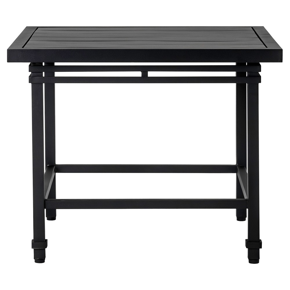 Eterna Updated Traditional Black Aluminum Square Outdoor Side Table|
