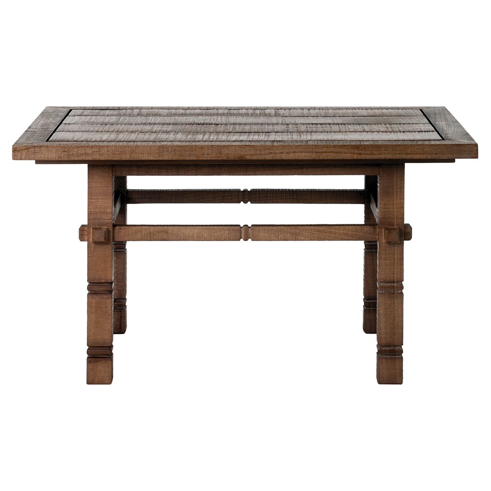 Vaterra Updated Traditional Brown Teak Rectangular Outdoor Side Table|