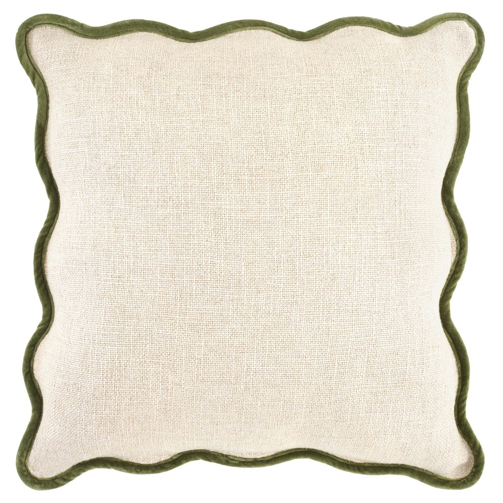 Cyna Updated Traditional Green Border Scallop Throw Pillow - 22x22|