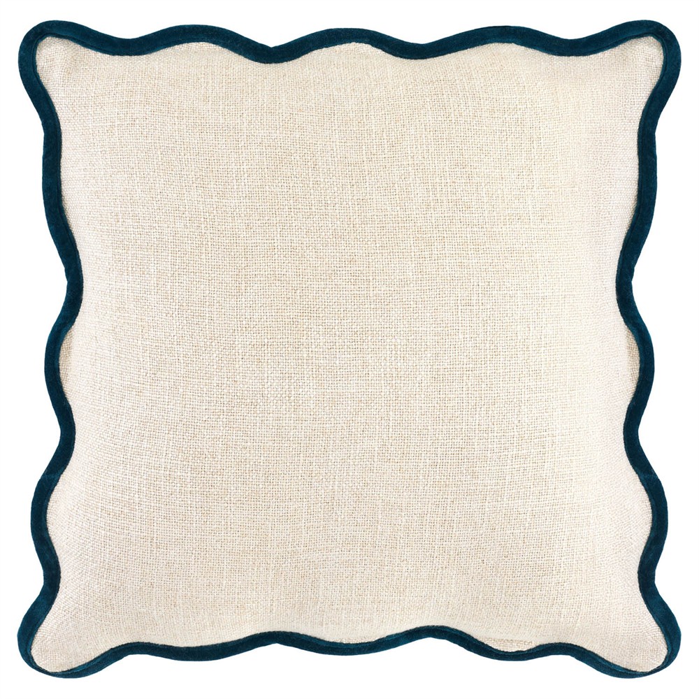 Cyna Updated Traditional Blue Border Scallop Throw Pillow - 22x22|