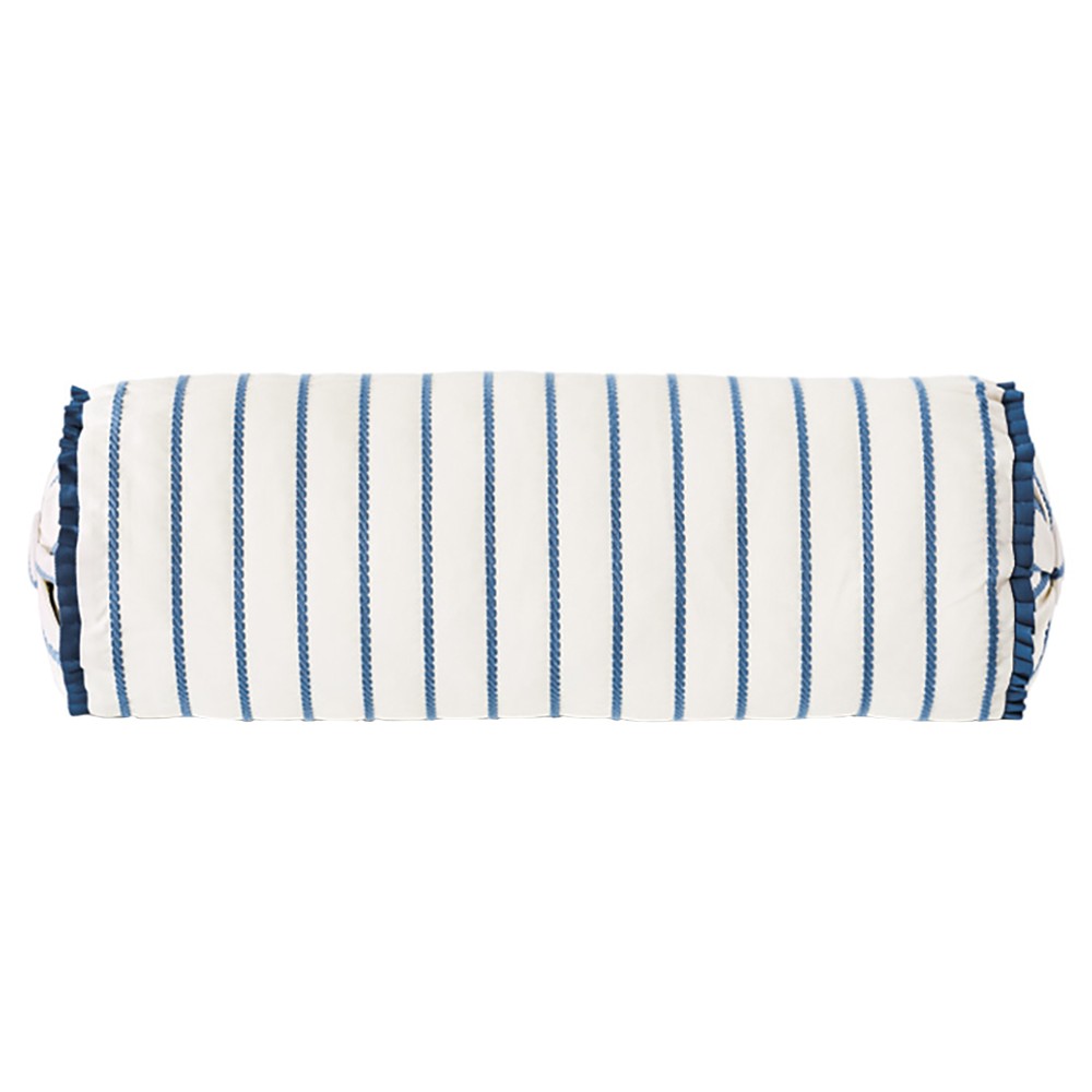 Shyna Updated Traditional Blue Striped Bolster Pillow - 9x24|
