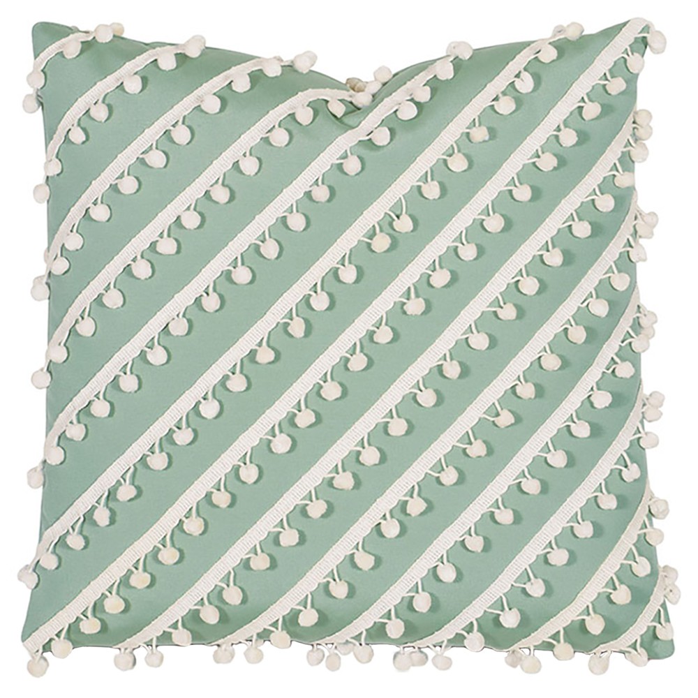 Caela Coastal Beach Green Performance Indoor Outdoor Throw Pillow - 20x20|