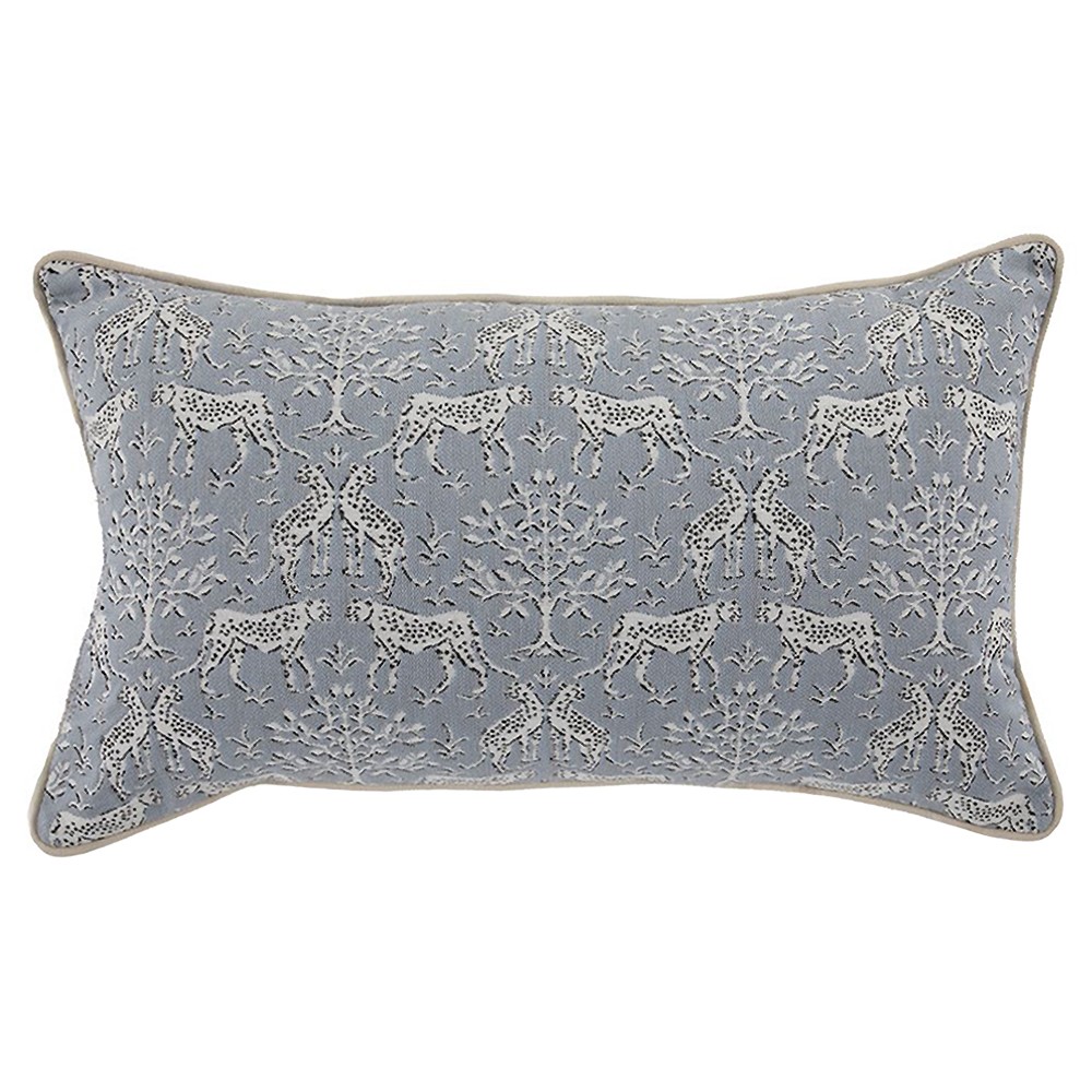 Luca Light Blue Cheetah Indoor Outdoor Lumbar Pillow - 14x24|