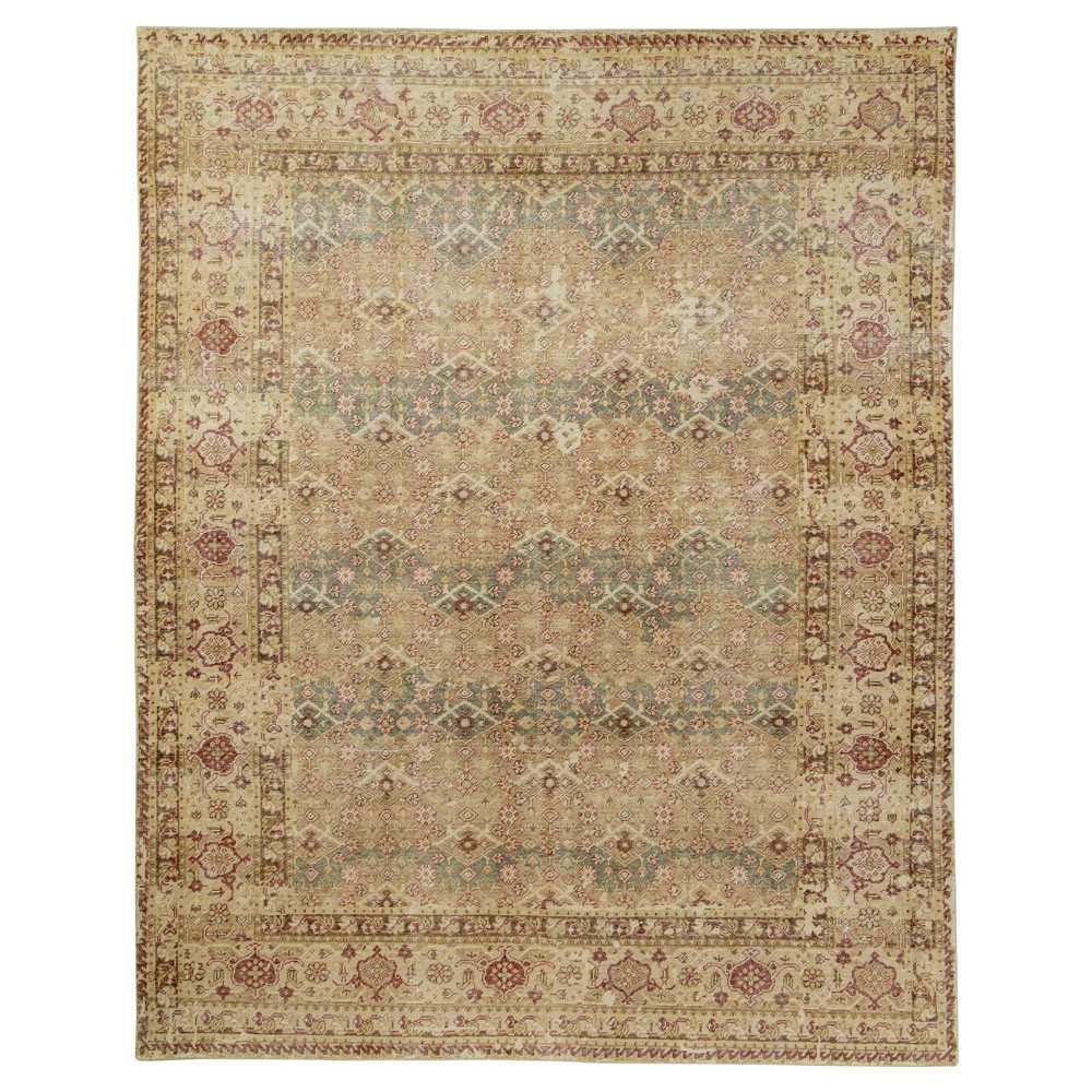 Stellan Updated Traditional Beige Wool Oushak Patterned Hand Knotted Rug - 5'x7'|