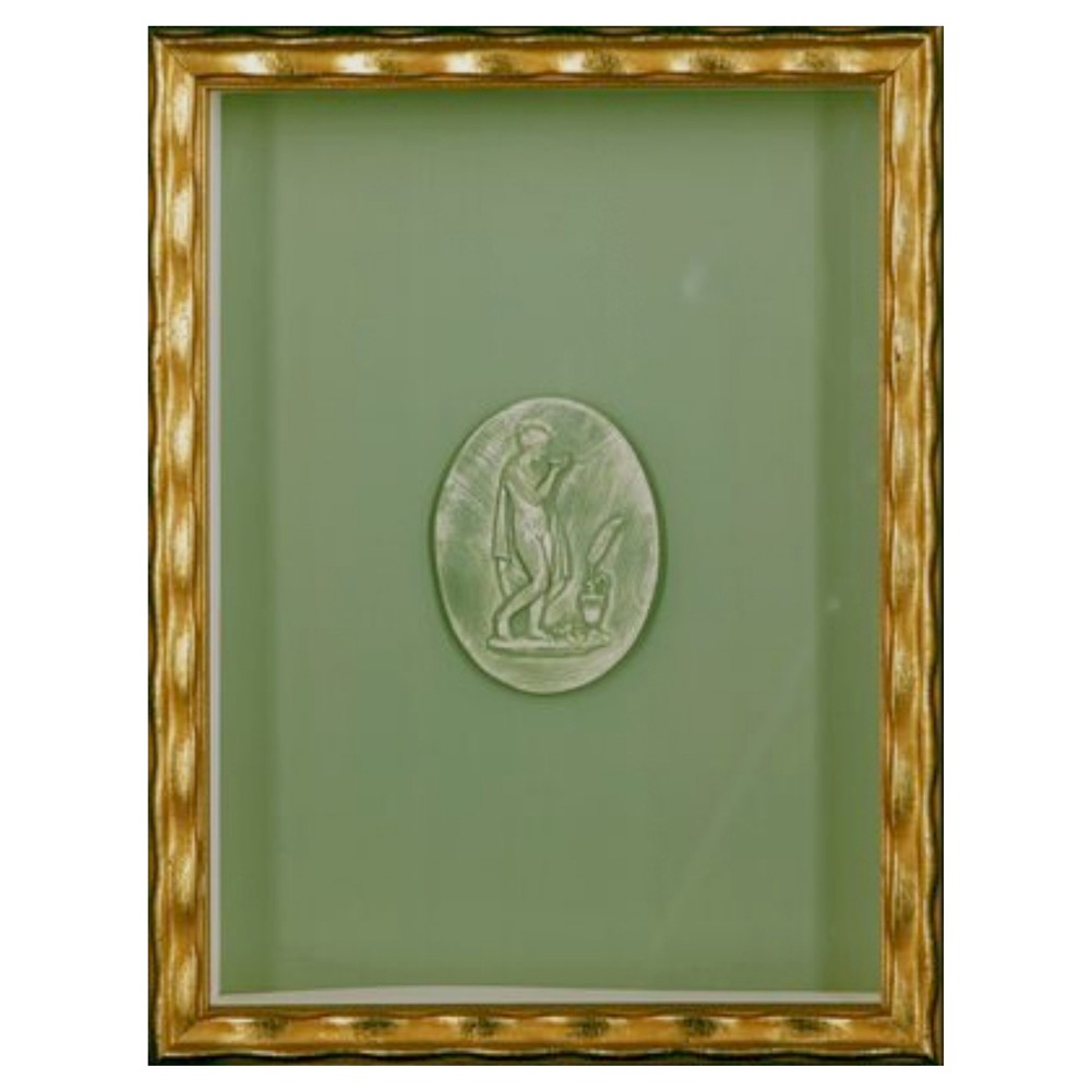 Siren Traditional Green Intaglio Gold Frame Mixed Media 2 - 9x12|