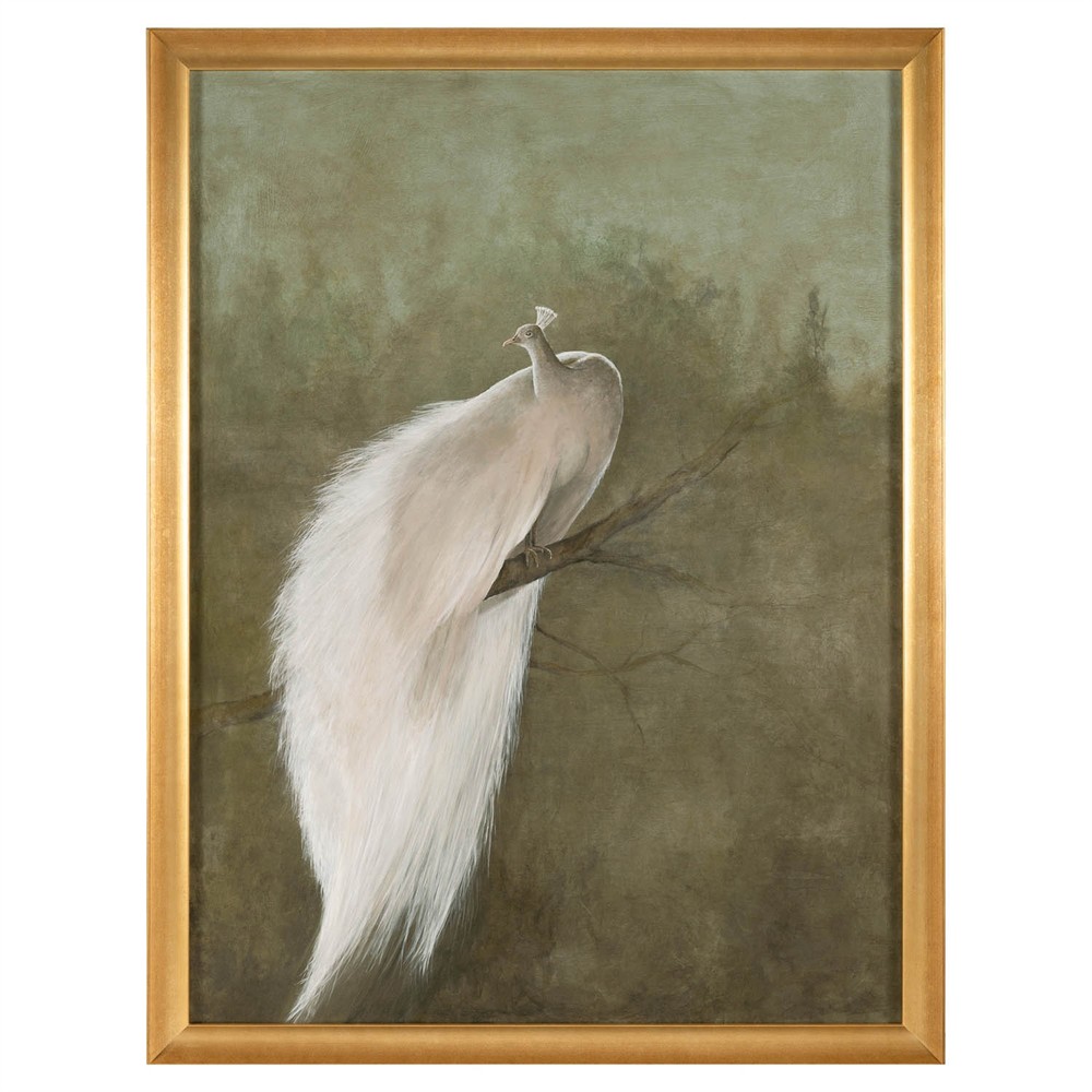 John Richard White Peacock Gold Frame Painting - 70x54|