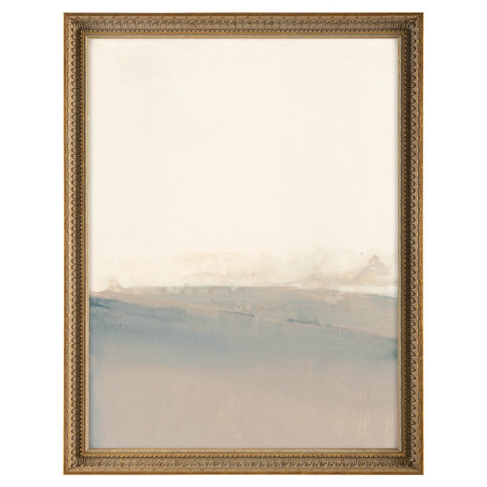 John Richard Opaque Cream Abstract Gold Frame Painting - 44x34|