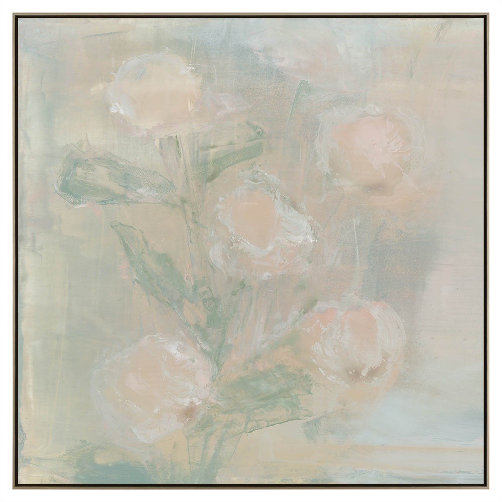 John Richard Fiori in Blush Pink Floral Silver Frame Painting - 42x42|