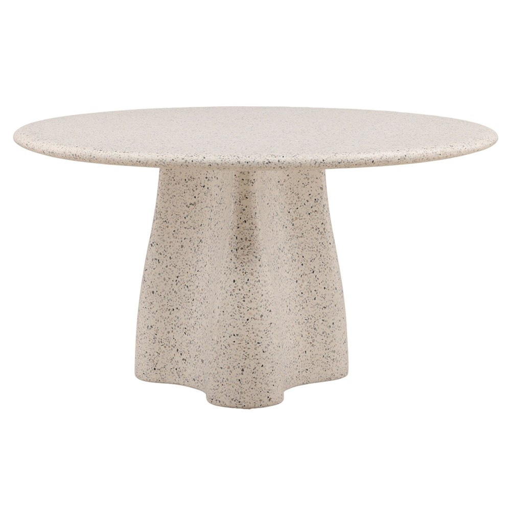 Celiane Modern Classic Off White Terrazzo Round Outdoor Dining Table - 55"|