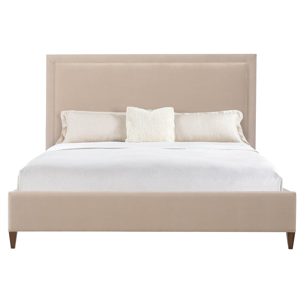 Alaine Modern Classic Beige Velvet Performance Bed - Queen|