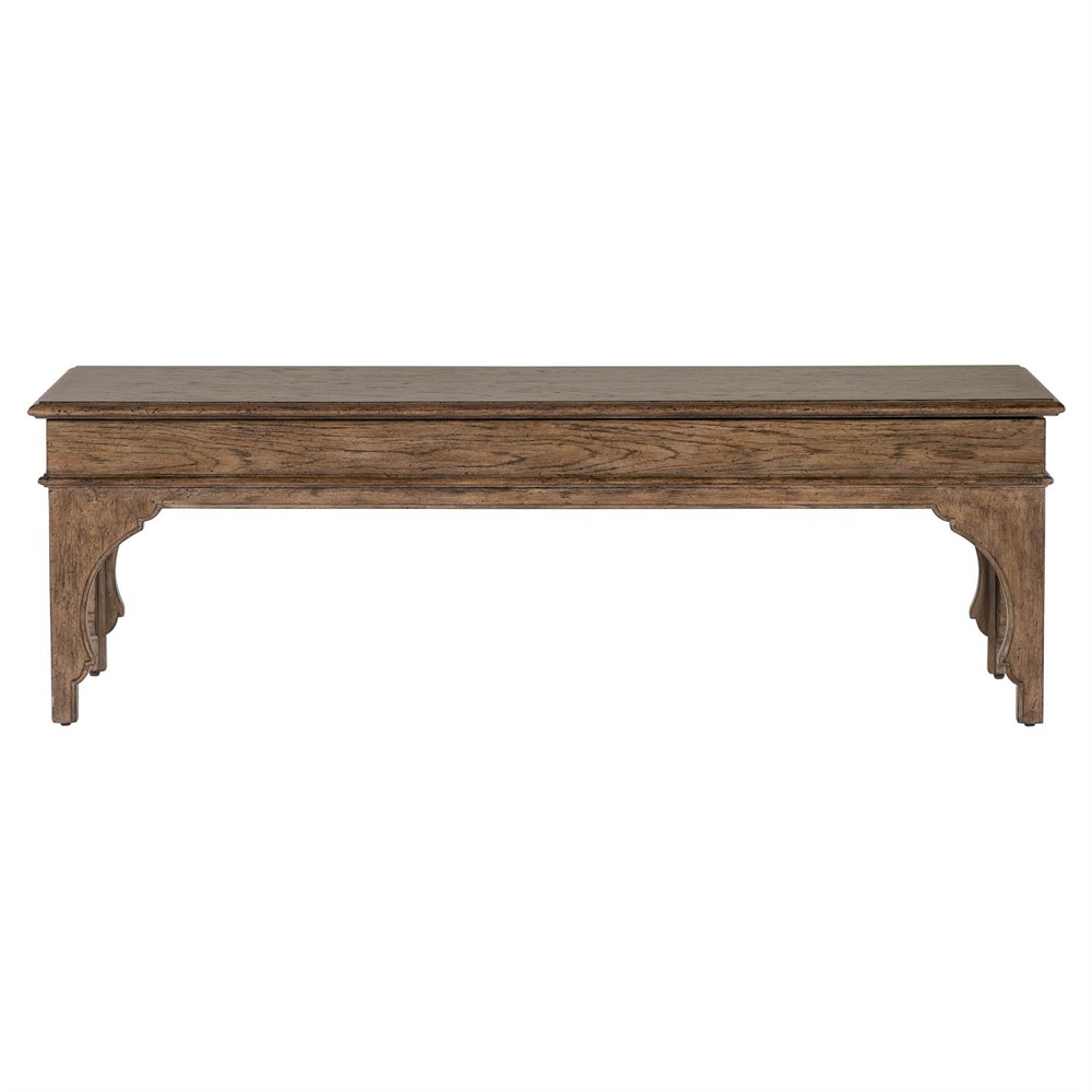 Asher French Country Brown Oak Storage Bench|