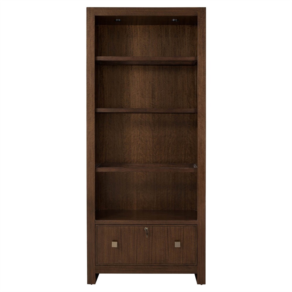 Alaine Modern Classic Dark Brown Walnut Wood Bookcase|