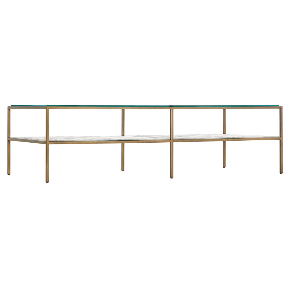 Claus Modern Classic White Marble Gold Steel Rectangular Coffee Table - 62"|