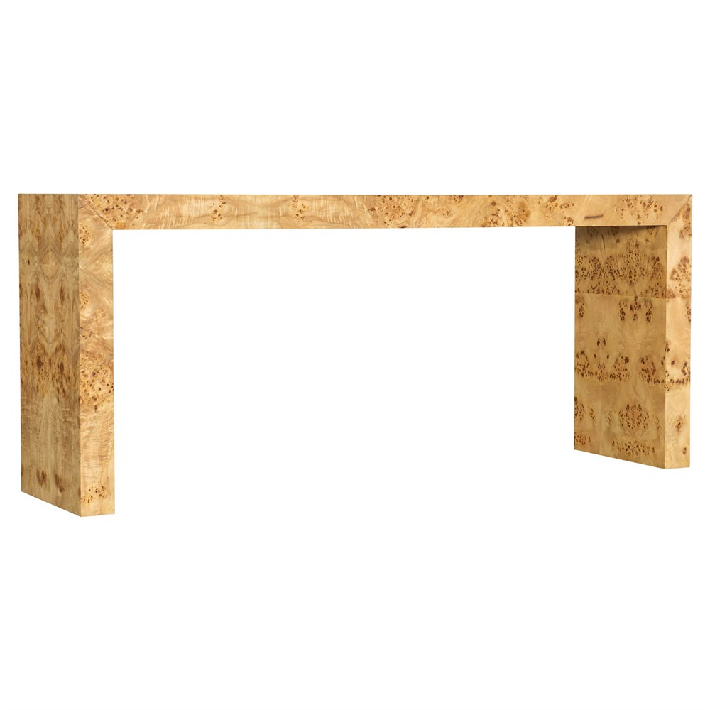 Aurore Modern Classic Brown Burl Wood Console Table|