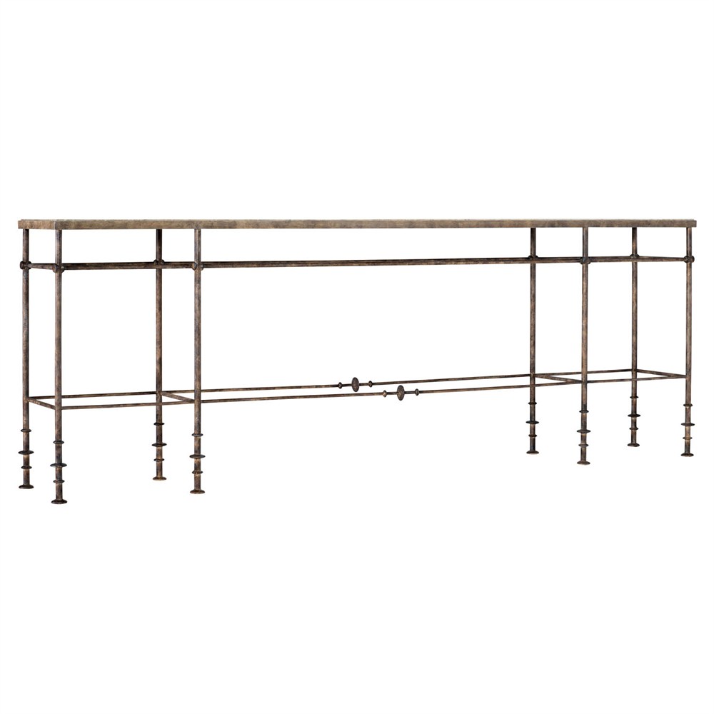 Louie Update Traditional Beige Stone Iron Console Table|