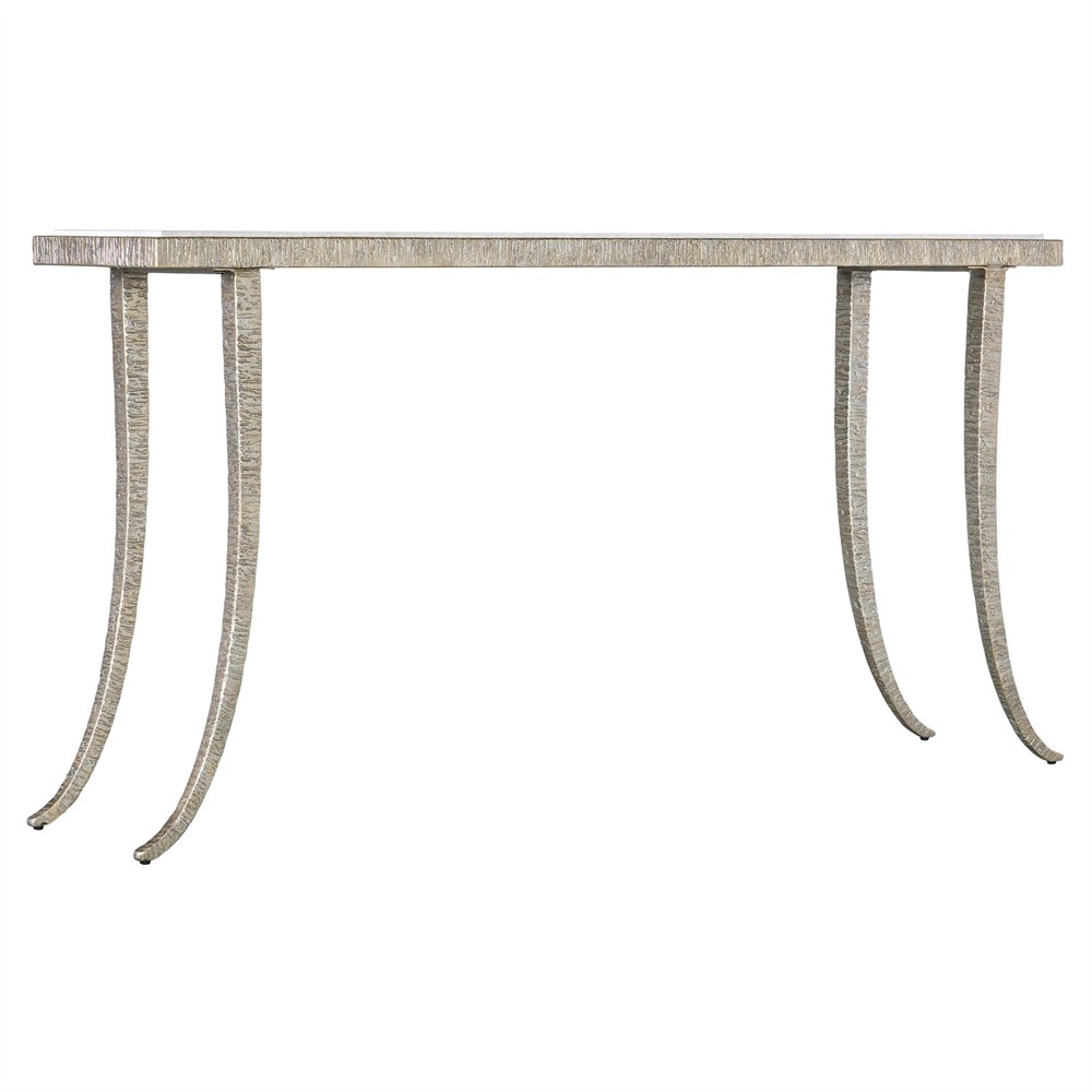 Atlas Modern Classic White Marble Silver Metal Console Table|