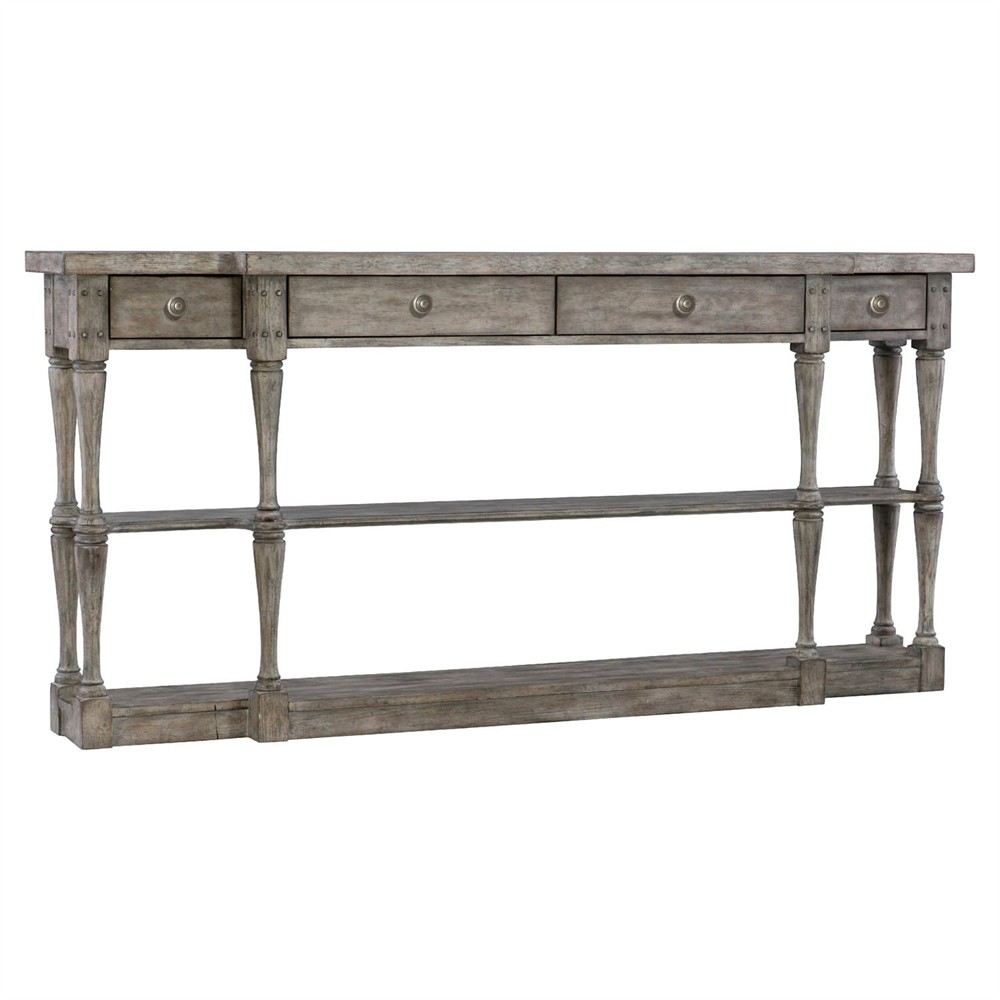Albert Updated Traditional Grey Pecan Wood Console Table|