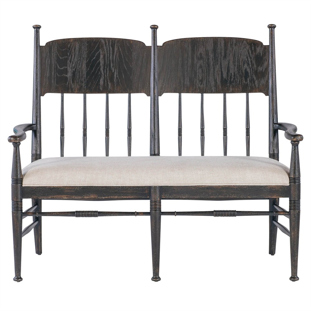 Asher Updated Traditional Beige Performance Black Oak Dining Bench|