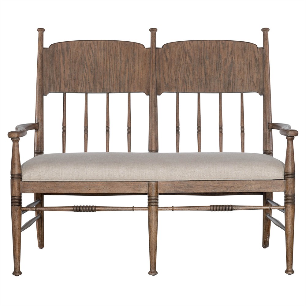 Asher Updated Traditional Beige Performance Brown Oak Dining Bench|