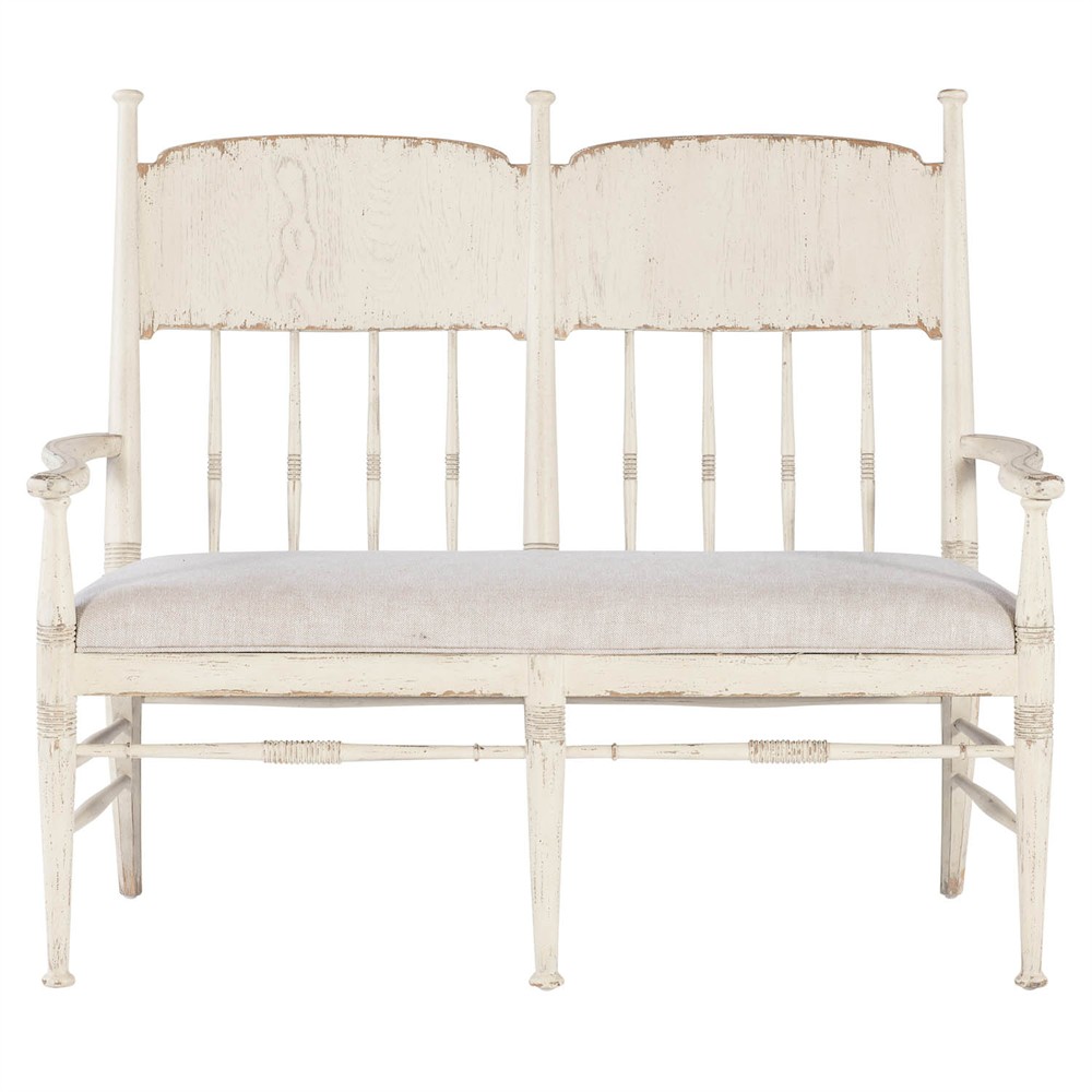 Asher Updated Traditional Beige Performance Cream Oak Dining Bench|
