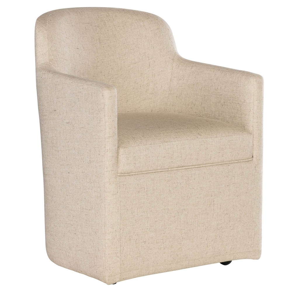 Adrienne Modern Classic Beige Performance Dining Arm Chair|