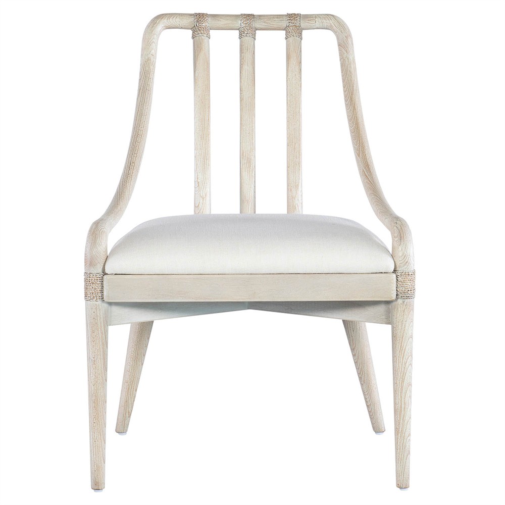 Oscar Coastal Cream Performance Light Brown Wood Dining Chair|