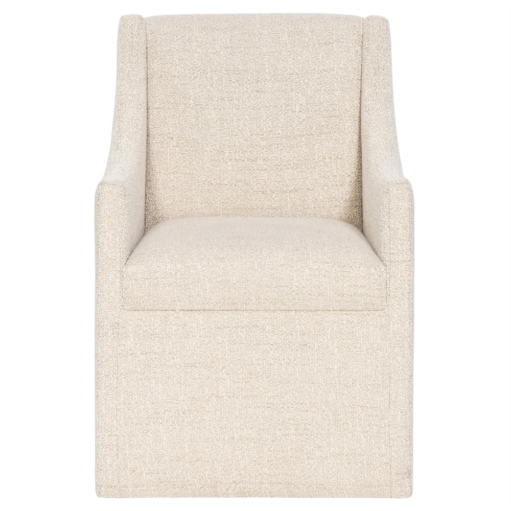 Selene Modern Classic Cream Linen Dining Arm Chair|