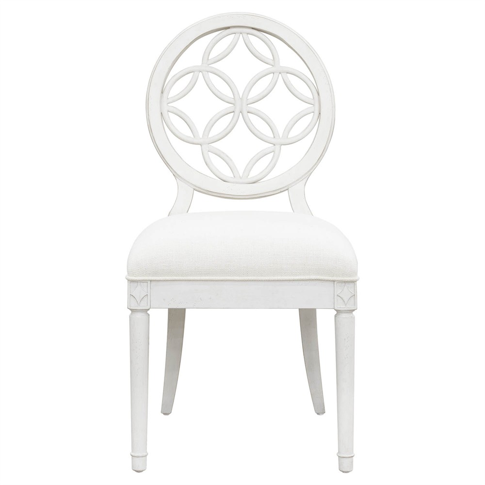 Silas French Country White Fretwork Wood Dining Chair|