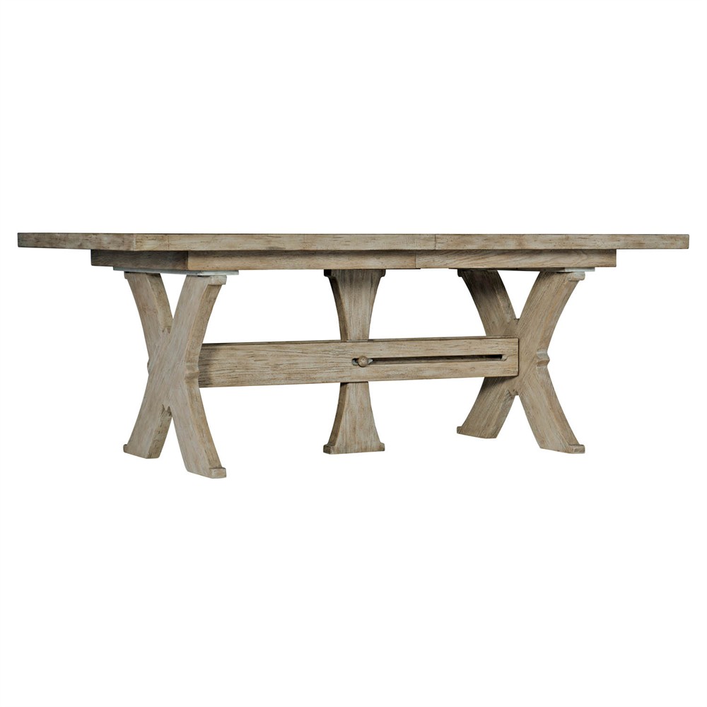 Remy French Country Brown Oak Wood Rectangle Extendable Dining Table - 80-124"|