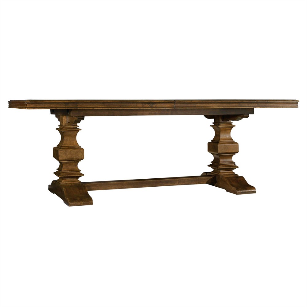 Alban Traditional Brown Wood Rectangular Extendable Dining Table - 86-122"|