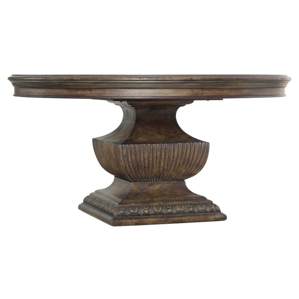 Riley French Country Dark Brown Wood Round Dining Table - 60"|