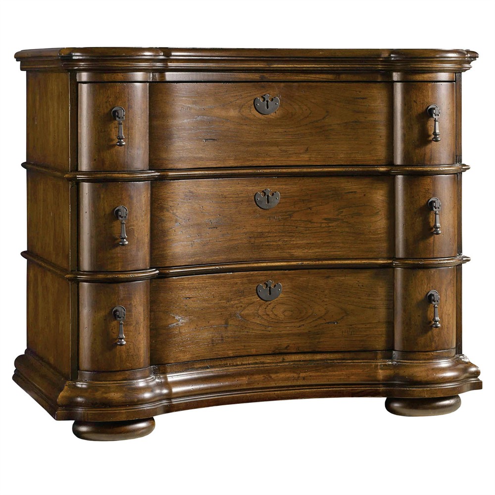 Alban Updated Traditional Dark Brown Pecan Wood Bachelor Chest|