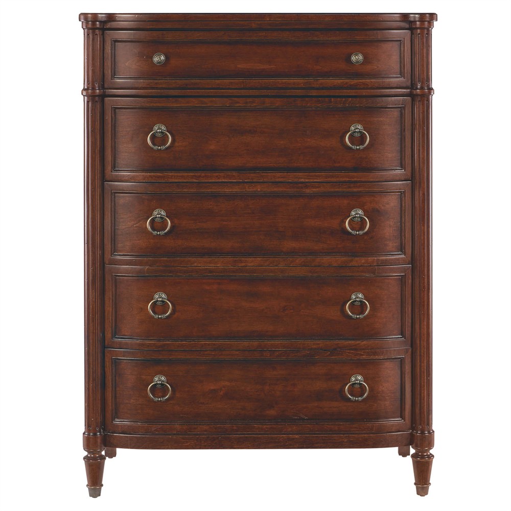 Stella Updated Traditional Dark Brown Cherry Wood Tall Chest Dresser|