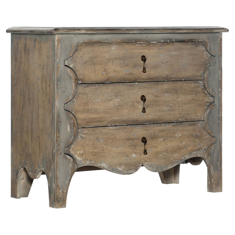 Harvey French Country Distressed Brown Maple Wood Bachelor Chest|