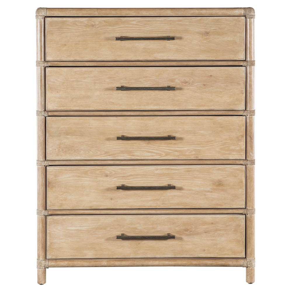 Nigel Coastal Beach Light Oak Tall Chest Dresser|