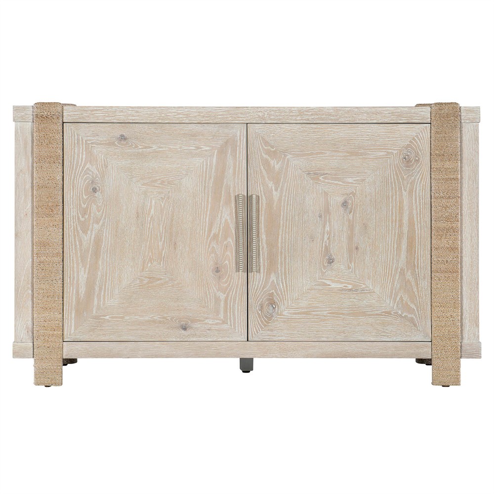 Oscar Coastal Beach Light Oak Woven Rope Media Cabinet - 57"|