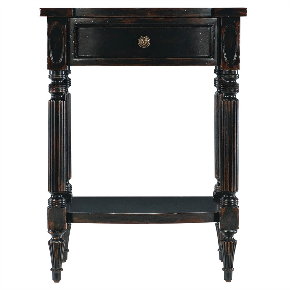 Stella Updated Traditional Aged Black Wood Nightstand|