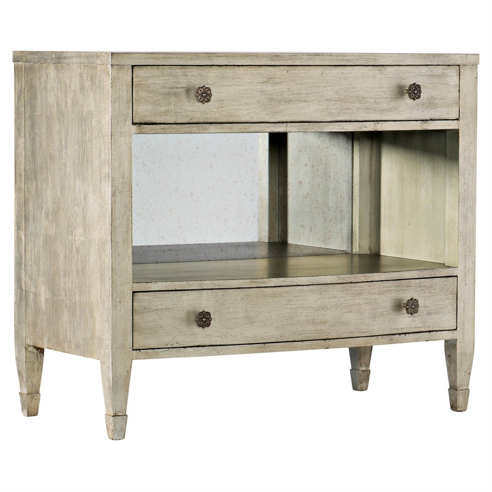 Albert Updated Traditional Antique Silver Oak Nightstand|