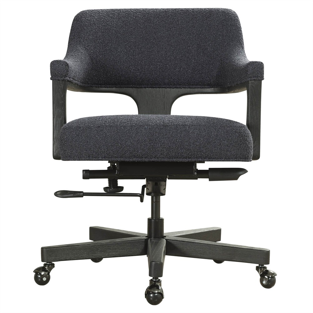 Brienne Modern Classic Black Boucle Swivel Executive Office Chair|