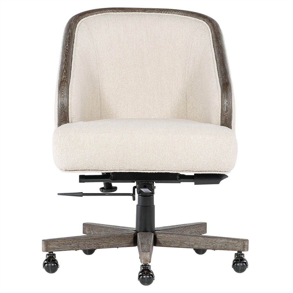 Levitt Modern Classic Cream Boucle Swivel Executive Office Chair|