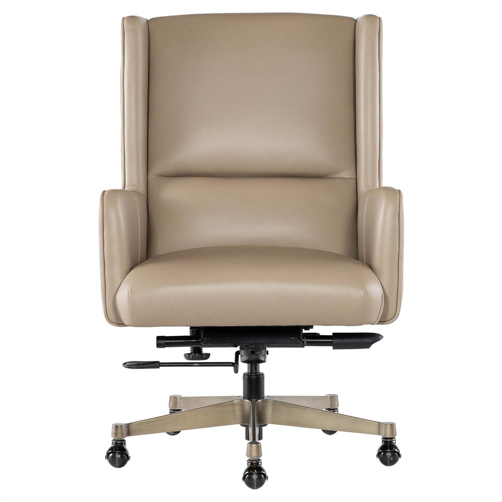 Priscilla Modern Classic Beige Leather Swivel Executive Office Chair|